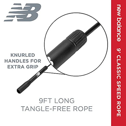 New Balance Classic Speed Rope - Jumping Rope for Fitness, Full-Body Workout - Lightweight, Tangle-Free, Portable, and Adjustable Jump Rope for Exercise, Cardio, Aerobic Skipping