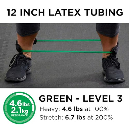 THERABAND Resistance Tubing with Cuffs, Heavy Green Level 3, Exercise Bands for Lower Body Workouts, Physical Therapy, Pilates & At-Home Training - color: Level 3 / Heavy - Green