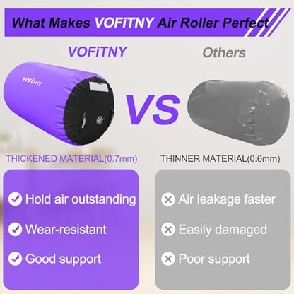 VOFiTNY Gymnastics Air Barrel Tumbling Equipment Back Handspring Trainer - color: Black/Purple No Pump, size: 3.3'L x 2.3'D