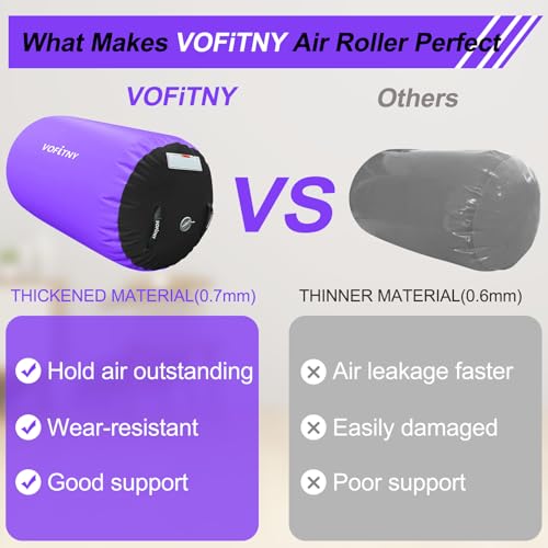 VOFiTNY Gymnastics Air Barrel Tumbling Equipment Back Handspring Trainer - color: Black/Purple No Pump, size: 2.6'L x 1.55'D
