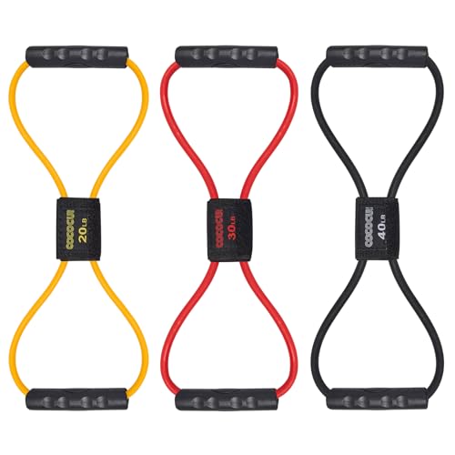 Figure 8 Resistance Bands with Handles for Women Men, Exercise Bands for Back, 8 Shaped Resistance Bands for Arms, Shoulder, Leg Stretching, Physical Therapy, Yoga, Pilates, Home Gym Workout Equipment