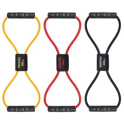 Figure 8 Resistance Bands with Handles for Women Men, Exercise Bands for Back, 8 Shaped Resistance Bands for Arms, Shoulder, Leg Stretching, Physical Therapy, Yoga, Pilates, Home Gym Workout Equipment