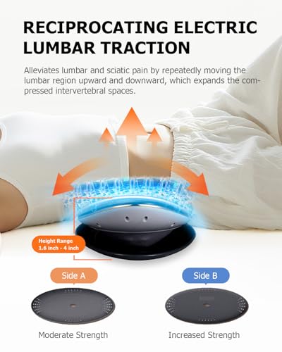 Lumbar Traction Device, Electric Lower Back Stretcher Device with Dynamic Airbag, 3 Level Vibration Massage, Adjustable Temperature from 113 to 131℉ (45 to 55℃), Easy to Use