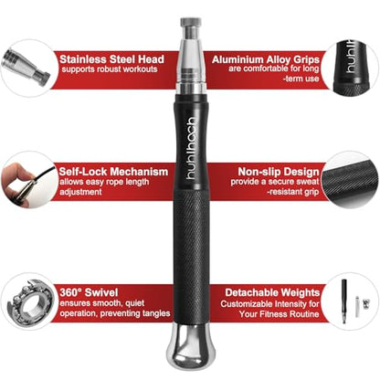 Speed Weighted Jump Rope with Secure Lock Mechanism, 360° Smooth Swivel, Non-Slip Matte Textured Handles, Features 2 Performance Cords for Effective Fitness Workouts