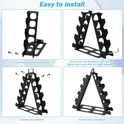 Dumbbell Rack 5 tier(Dumbbells not included), A-Frame Metal Dumbbell Holder with Handle, Multilevel Weight Storage Organizer for Dumbbells, Tree Shape Compact Weight Rack/Holder(Black)