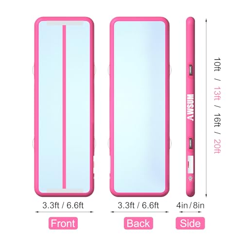 AWSUM Inflatable Gymnastics Mat, Tumble Track Air Mats with Pump - color: Pink/Pink, size: 20ft*5ft*4in(6*1.5*0.1M)