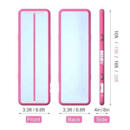 AWSUM Inflatable Gymnastics Mat, Tumble Track Air Mats with Pump - color: Pink/Pink, size: 13ft*3.3ft*4in(4*1*0.1M)