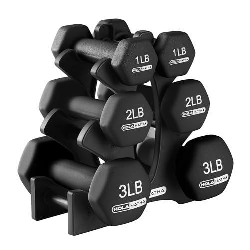 Neoprene Dumbbell Weights Set w/Rack, Home Gym Equipment - Portable Weighted Exercise Dumbbells for Fitness, Training, and Lifting Workouts - color: Black, size: 12 LB