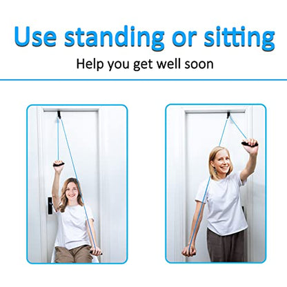 Shoulder Pulley Over The Door Physical Therapy System, Exercise Pulley, Alleviate Shoulder Pain and Facilitate Recovery from Surgery - color: Large Foam Door Anchor-Blue