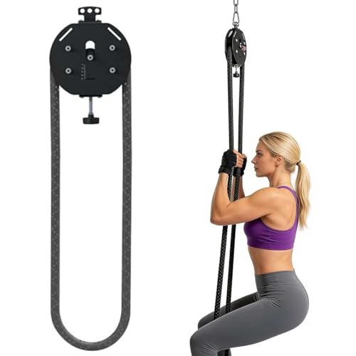 Rope Pull System, Endless Rope Trainer For Body Coordination, 4m/14ft Closed-Loop Nylon Rope, Resistance: 3–30 Kg, No User Weight Limit, Quick Hook Mount On Door Tree Or Pole - color: Black