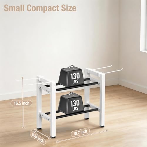 Small Dumbbell Rack，Heavy Duty Adjustable Dumbbell Weight Rack with Side Hooks,Gym Equipment Weight Set holderfor Dumbbell,Kettlebells Rack, Other Gym Accessories