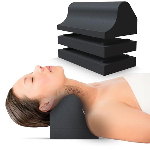 Cervical Traction Orthotic Chiropractic Neck Alignment Device for Spinal Curve Tension Stretching Forward Head Posture Pain Relief and Physical Therapy (Black)