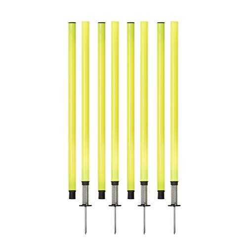 Champion Sports Outdoor Sports Agility Pole Set, 4 Rubber Bases with 12 PVC Poles, 66 Inches, Yellow