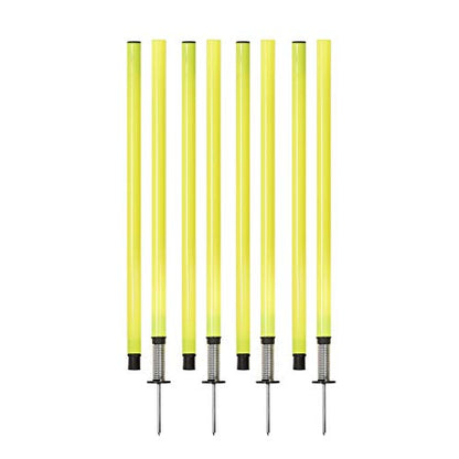 Champion Sports Outdoor Sports Agility Pole Set, 4 Rubber Bases with 12 PVC Poles, 66 Inches, Yellow