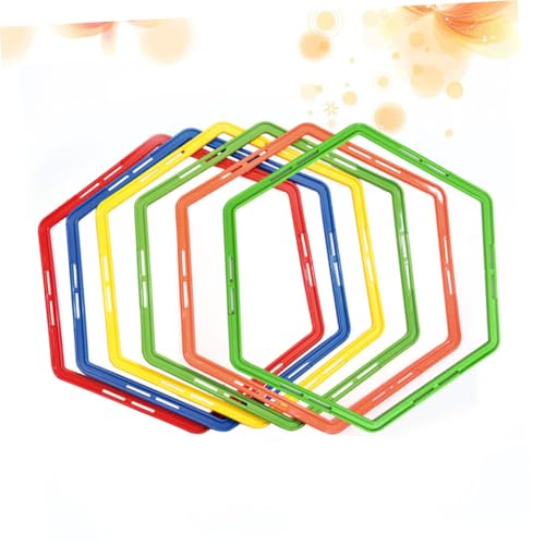Sosoport 6pcs Soccer Agility Rings Training Set Adjustable Soccer Drill Equipment for Football Basketball Safe Random