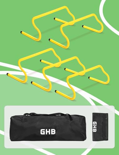 GHB Agility Hurdles 8" Speed Agility Training Hurdles, Detachable Sturdy Hurdles Training Equipment Set with Carry Bag for Kids,Athletes,Soccer,Basketball - size: 5 Pack-Yellow