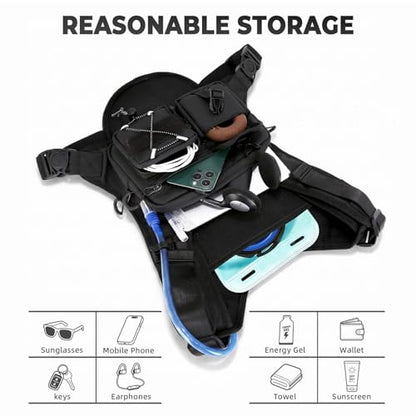 USA Patent Running Hydration Vest Backpack, Lightweight Chest Pack with 2.0L Water Bladder Bag Daypack for Hiking Running Cycling Race Marathon for Women Men - color: Black V2