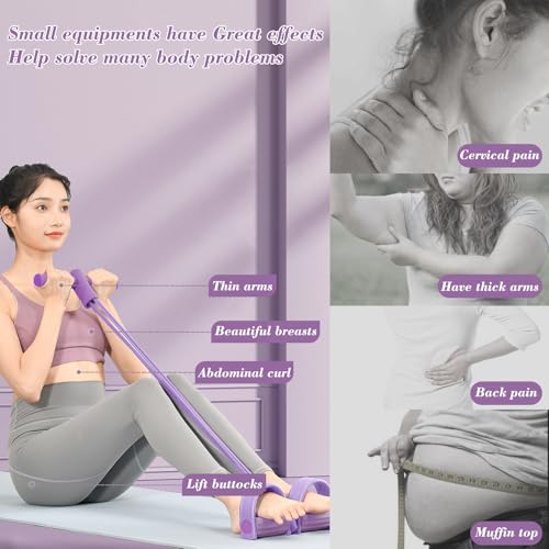 6-Tube Pedal Puller Resistance Rope,Foot Pedal Resistance Band,Yoga Elastic Exercise Bands, for Women Jump Fitness, Abdomen/Arm Weight/Waist/Leg Stretching Slimming Training - color: Purple