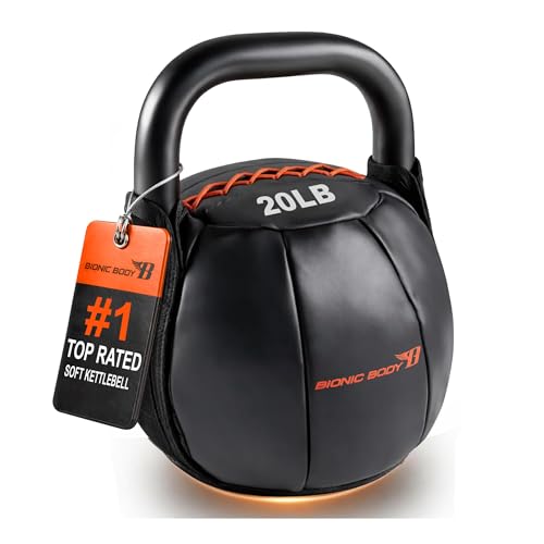 Bionic Body by Kim Lyons Soft Kettlebell with Handle | Soft Weight for Strength Training, Conditioning, Core & Full Body Workouts | Ergonomic Grip | Home Gym, Cross Training, HIIT & Functional Fitness Equipment - style: Orange - 20 LB