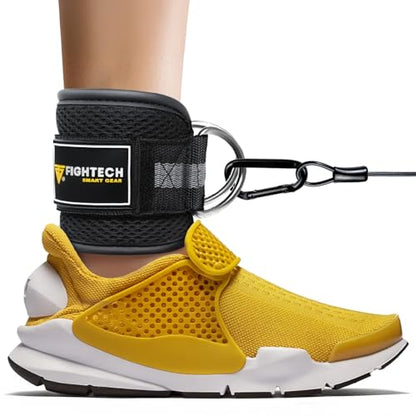 FIGHTECH Ankle Straps Cable Machine Attachment for Gym - Cable Kickback Ankle Straps - Padded Ankle Cuffs for Glute Kickbacks and Leg Workouts - color: Classic Black