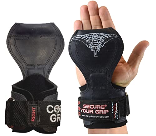 Cobra Grips Weight Lifting Gloves with Adjustable Neoprene Padded Wrist Wraps - Heavy Duty Alternative to Power Lifting Hooks for Deadlifts - color: A PRO Black Rubber, size: 5.5 - 8.75"