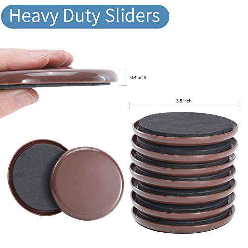 Furniture Sliders for Carpet,8 Pack 3 1/2" Reusable Furniture Moving Pads,Heavy-Duty Furniture Movers Sliders - Reusable Sliders for Furniture,Move Any Item Easy and Quickly!