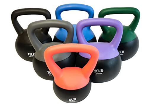 bintiva Soft Kettlebells - Sea and Iron Sand Filled Weights for Women and Men - Color Coded Kettle Bell Sets