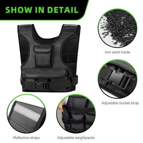 Adjustable Weighted Vest for Women, Customizable 0-18 lbs Strength Training Vest with 10 Removable Sandbag, Breathable Design, Reflective Safety Strips for Running, Hiking, and Fitness - size: 0-18 lb