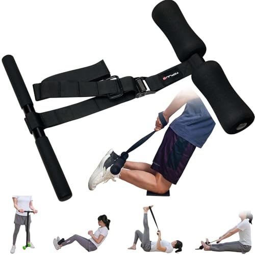 Nordic Hamstring Curl & Stretching Strap, Flexibility Training for Hamstrings, Hip, Quads & Back Stretcher, Forearm Strengthening, Sit-Up Bar for Ab Workout, Reverse Crunch, Spanish Squats