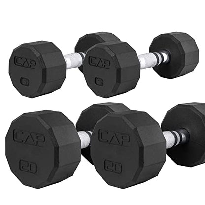 CAP 50 lbs Coated Dumbbell Set | Multiple Styles - color: 12-Sided Chrome Handles, style: 5LBx2, 20lbx2 Set
