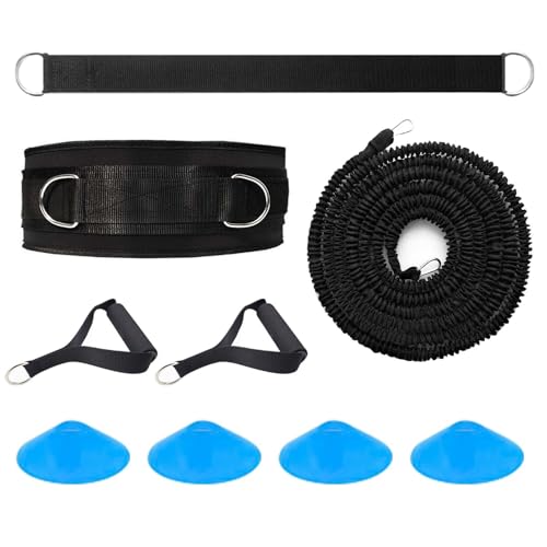 Speed Agility Training Equipment, 80lb Resistance Band Set to Improve Power, Strength, Focus Full Body Workout for Football, Basketball, Soccer, Tennis, Running, Jumping - color: Black