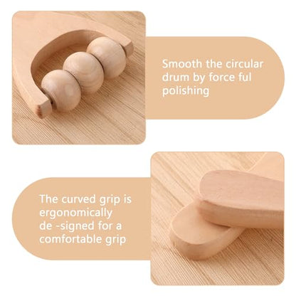 Abeillo 3Pcs Wooden Hand Massage Roller, Muscle Roller Stick, Manual Wood Therapy Massage Tools Massager Roller, for Relaxes Thigh, Leg, Hands Full Body Muscle Men Women