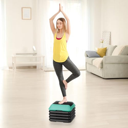Step Aerobic Platform,16" x 16" Step Adjustable High Step Aerobic Platform with 6"- 8"-10"-12", Home Gym Exercise Fitness Workout Equipment - color: Green