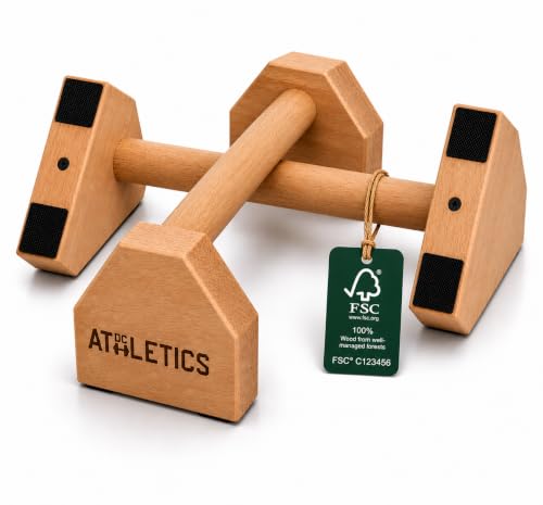 DC ATHLETICS® Wooden Parallettes for Calisthenics – Wrist-Friendly Handstand Bars, Select Beech Wood & Zero-Wobble Stability with Anti-Slip Pads – Push-Up Handles for Planche, L-Sits & Floor Workouts