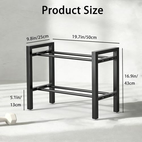 Dumbbell Storage Rack, Weight Rack for Dumbbells, 2 Tier Adjustable Kettlebell Rack Shelf Weight holder for Home Gym Heavy-Duty Space-Saving (Rack Only)