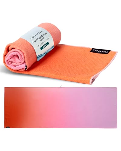 Beach Towel – Lightweight, Absorbent, Quick-Drying, Sand-Resistant, Non-Slip – Ideal for Workouts, Yoga, Pilates, Beach, Pool, Boat & Travel – 25% Recycled – 72"x24" (Sunset) - color: Sunset