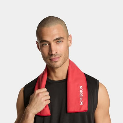 MISSION On-The-Go Cooling Towel - Soft, Lightweight Fabric - Cools Up to 2 Hours - UPF 50 Sun Protection - Machine Washable (Red) - color: Red