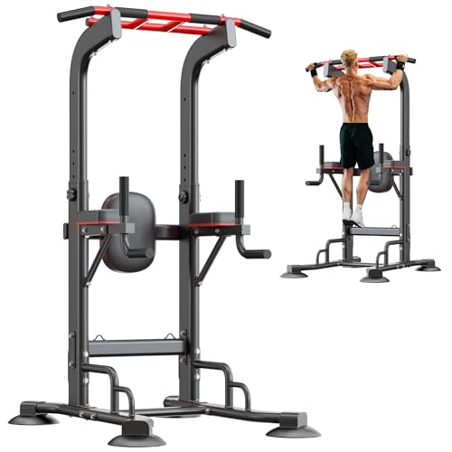 SogesHome Pull Up Bar and Dip Station, Heavy Duty Adjustable Home Gym Equipment for Strength Training, Multifunctional Workout Bar with Resistance Bands – Full Body & Core Exercise