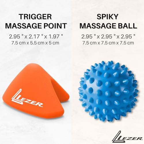 LEZER Spiky Massage Ball, Trigger Massage Point, Plantar Fasciitis, Deep Tissue Myofascial Release Tool, Foot Massager, Muscle Knot Relief, Physical Therapy, Set of 2 (Orange Trigger) - style: 03－set of 2；3.0 In + Trigger