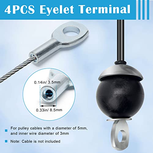 17Pcs Cable Attachments for Gym, Solid Rope Attachment for 5mm Fitness Pulley Machine Gym Equipment for Home Gym Cable Replacement Parts Rope (17)
