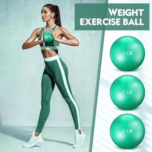 Seenelling 4 Pcs Weighted Toning Balls for Exercise Weighted Exercise Soft Medicine Balls for Gym, Pilates, Yoga, Balance, Flexibility - color: Green