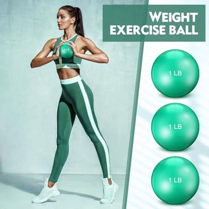 Seenelling 4 Pcs Weighted Toning Balls for Exercise Weighted Exercise Soft Medicine Balls for Gym, Pilates, Yoga, Balance, Flexibility - color: Green