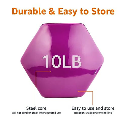 Amazon Basics Vinyl Coated Dumbbell Hand Weights - style: 10 Pounds, Pair