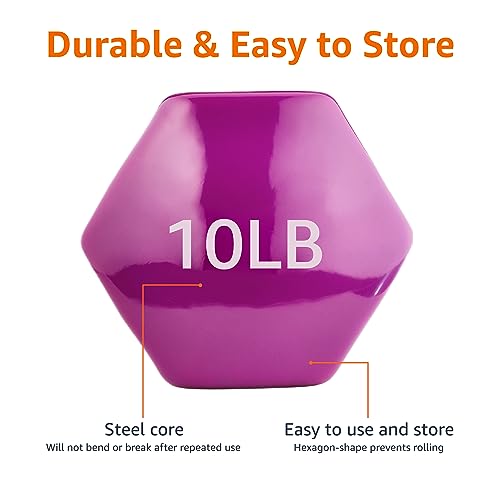 Amazon Basics Vinyl Coated Dumbbell Hand Weights - style: 10 Pounds, Pair