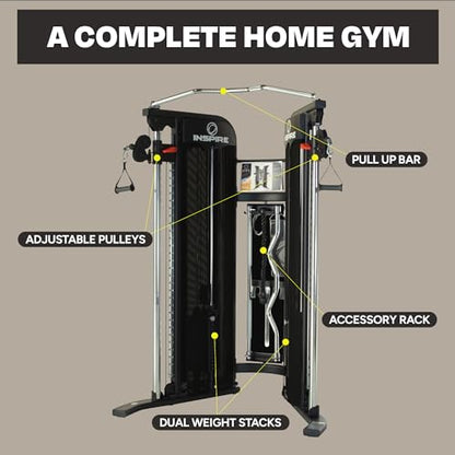 Inspire Fitness FT1 Functional Trainer - Compact at Home Workout Machine with Accessories - Two 165 lb Weight Stacks - Smooth Glide Cable Machine - style: Inspire FT1 (no bench)