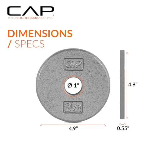 CAP Barbell Standard 1-Inch Cast Iron Weight Plates - Singles & Sets | 1.25-50 lbs | Multiple Options