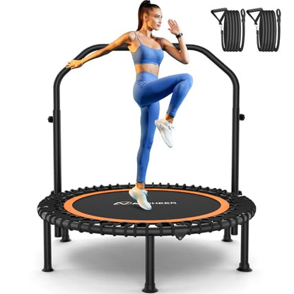 ANCHEER Fitness Trampoline,40"/48" Bungee Rebounder with Adjustable Handle - color: Orange