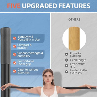 Yoga Stick for Stretching, Mobility Exercise Stick Flexibility Balance Fitness with Steel Bar, Silicone Handle Enhancing Movement, Shoulder Mobility and Balance in Yoga