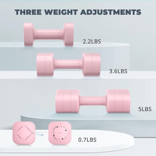 Ragebby Adjustable Dumbbell Set of 2, Weights for Men and Women at Home, Anti-slip Handle, 3 in 1 Free Weights Dumbbells Set, 2lb/3lb/5lb/10lb/15lb/20lb for Pilates, Yoga, Strength Training