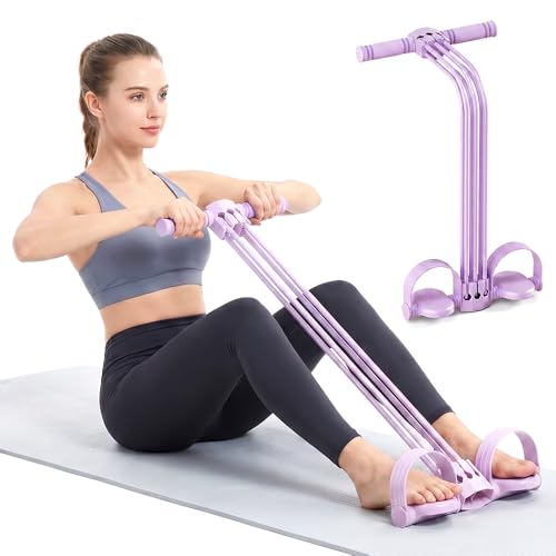 Multifunction Pedal Resistance Bands with Handles for Full Body Home Workout, 2026 Upgrade 6-Tube Elastic Yoga Pedal Puller Resistance Band, Adjustable Tension, Target Abs, Arms & Legs - color: Purple